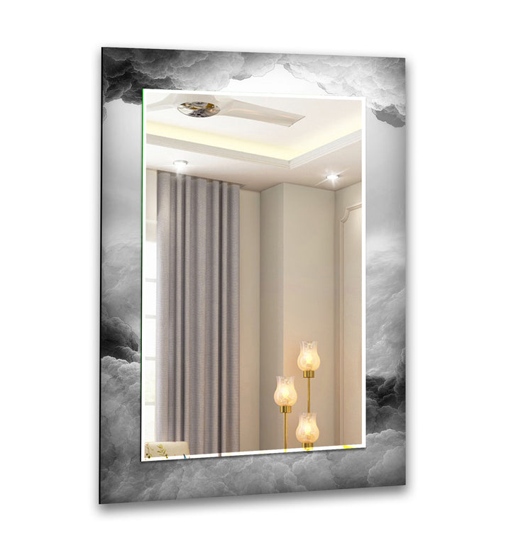Storm Cloud Glass Wall Mirror – Modern Monochrome Accent Decor