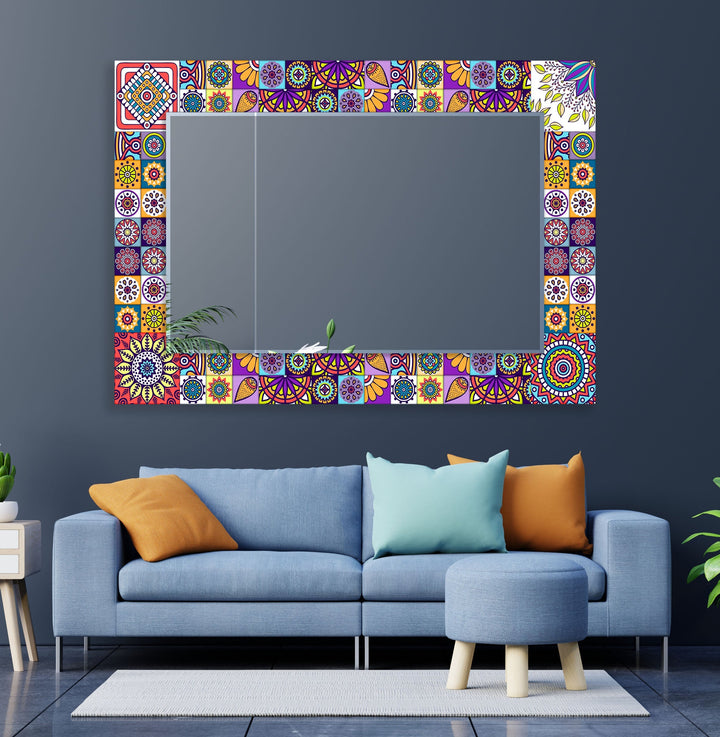 Multipattern Mosaic Wall Mirror Round Mirror
