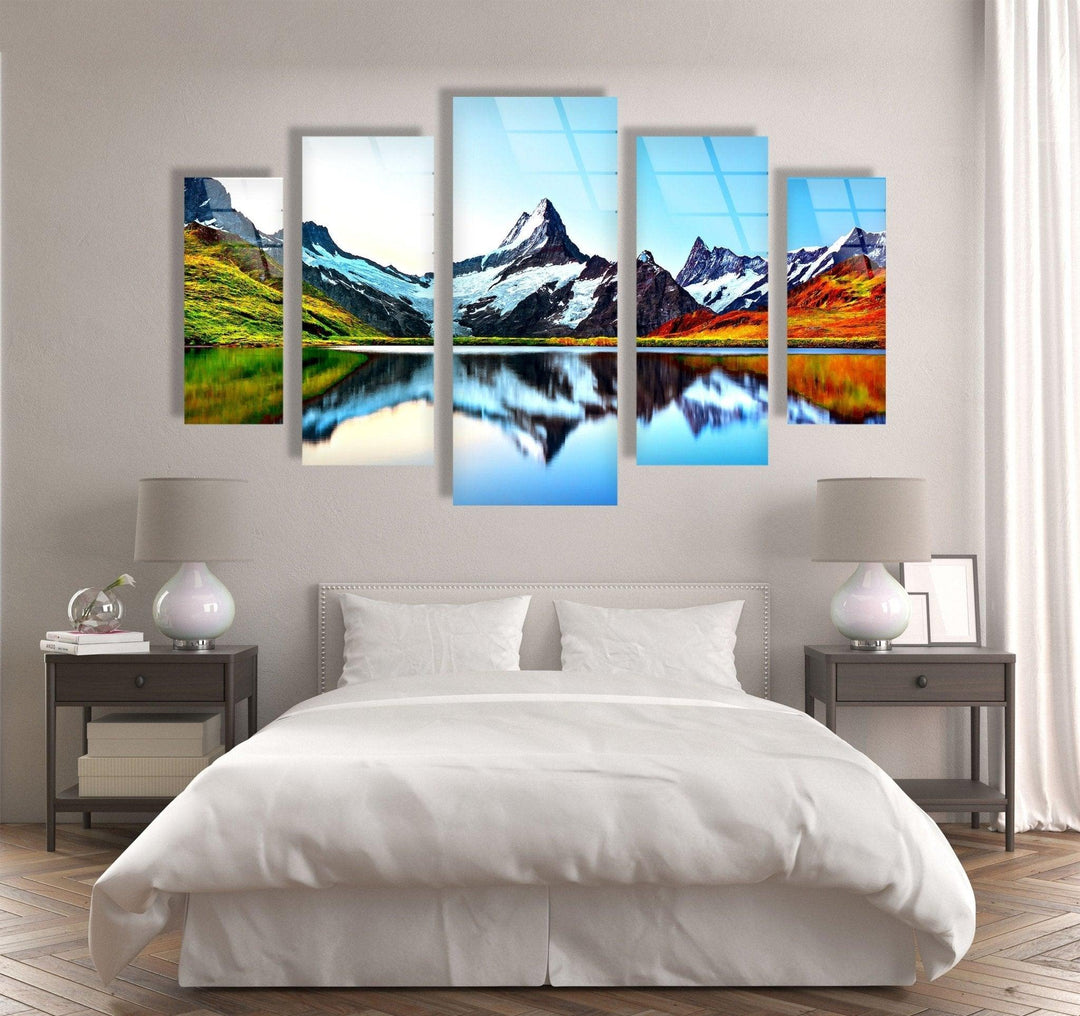 Bachalpsee Lake & Swiss Alps Landscape Glass Wall Art, glass wall decor, glass wall art decor