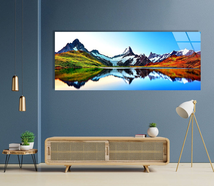 Bachalpsee Lake & Swiss Alps Landscape Glass Wall Art, glass photo prints, glass picture prints