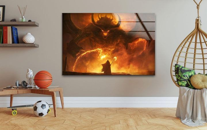 Balrog vs Gandalf Tempered Glass Wall Art - MyPhotoStation