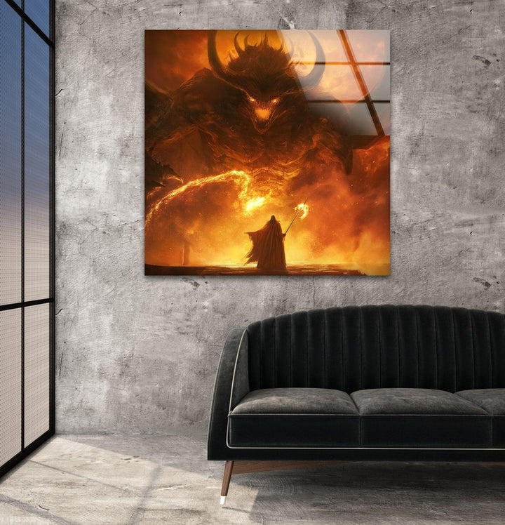 Balrog vs Gandalf Tempered Glass Wall Art - MyPhotoStation