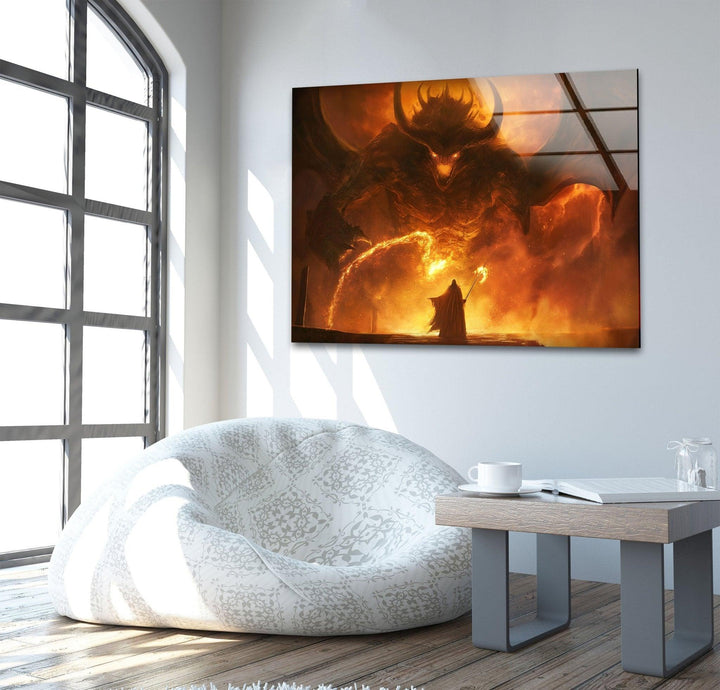 Balrog vs Gandalf Tempered Glass Wall Art - MyPhotoStation
