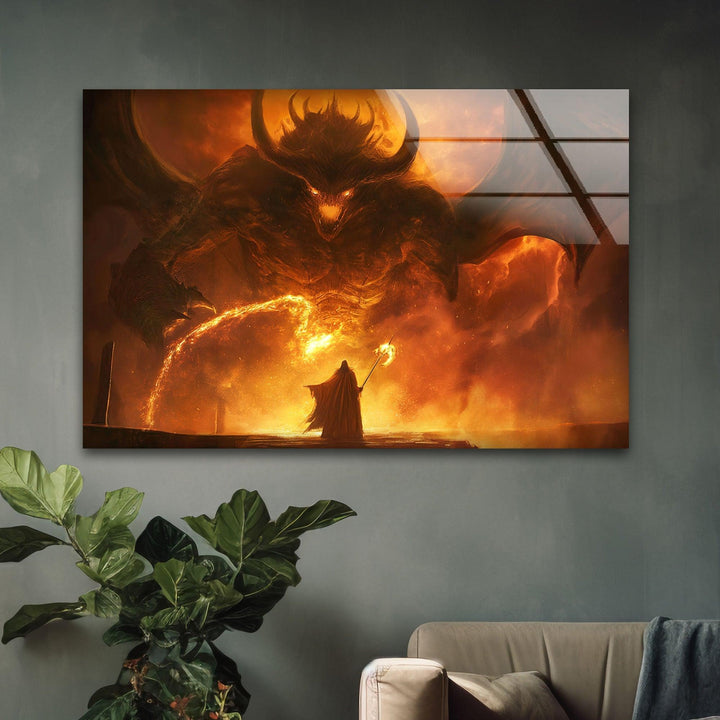 Balrog vs Gandalf Tempered Glass Wall Art - MyPhotoStation - Discover unique Glass Wall Pictures and Art for every room. Our collection includes modern glass wall art, beautiful glass panel artwork, and personalized glass photo prints. Perfect for creating a stylish and vibrant home. Enjoy free shipping and secure packaging on all orders.