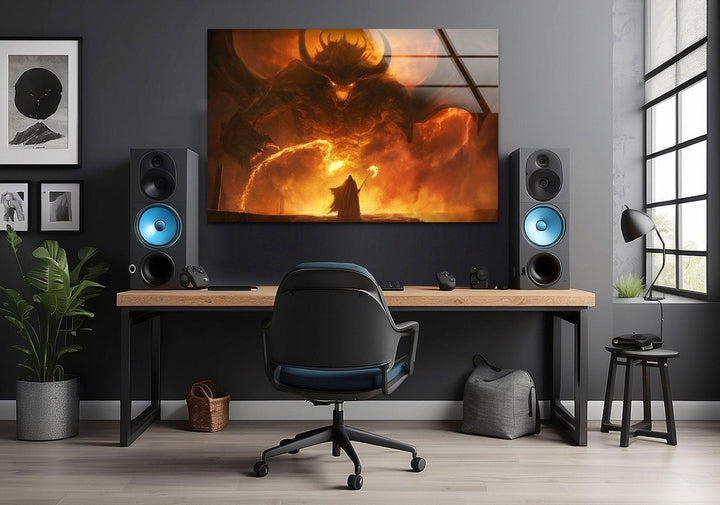 Balrog vs Gandalf Tempered Glass Wall Art - MyPhotoStation