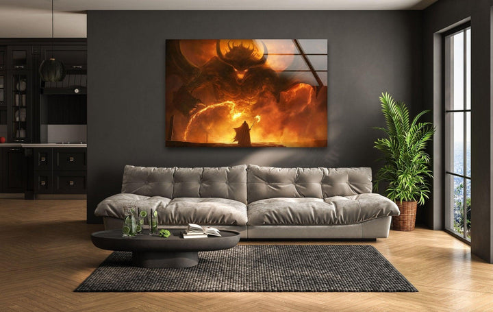 Balrog vs Gandalf Tempered Glass Wall Art - MyPhotoStation