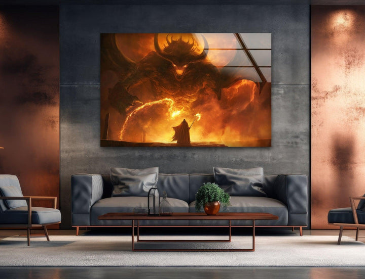 Balrog vs Gandalf Tempered Glass Wall Art - MyPhotoStation