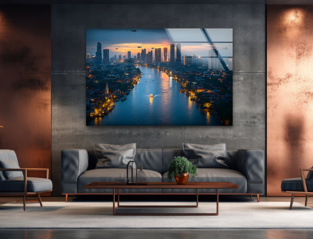 Bangkok View Glass Wall Art Glass Printing Wall Art, Print photos on glass