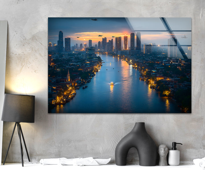 Bangkok View Glass Wall Art glass photo prints, glass picture prints