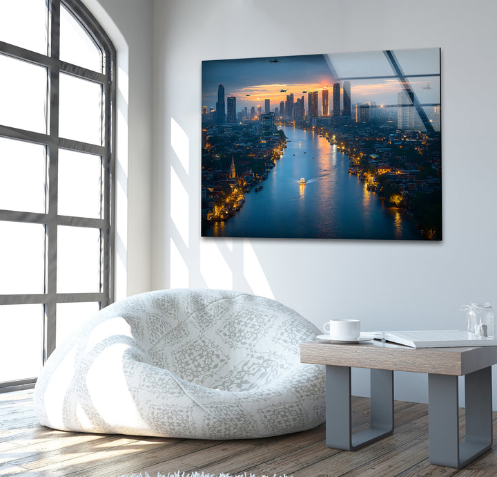 Bangkok View Glass Wall Art  custom glass pictures, glass art prints