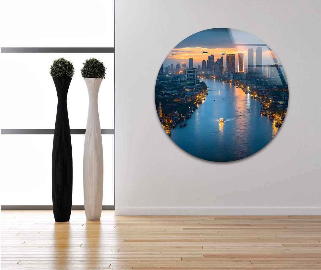 Bangkok View Glass Wall Art photo print on glass, prints on glass wall art