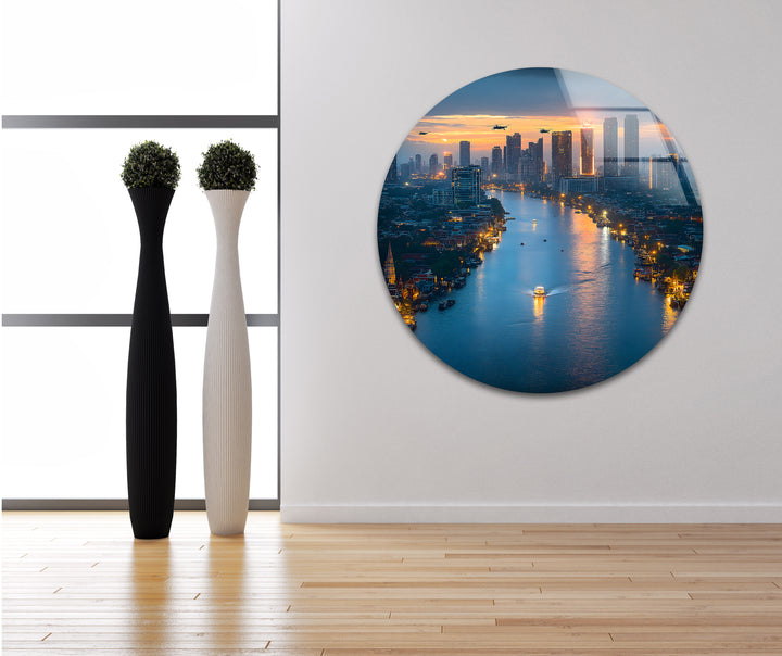 Bangkok View Glass Wall Art photo print on glass, prints on glass wall art