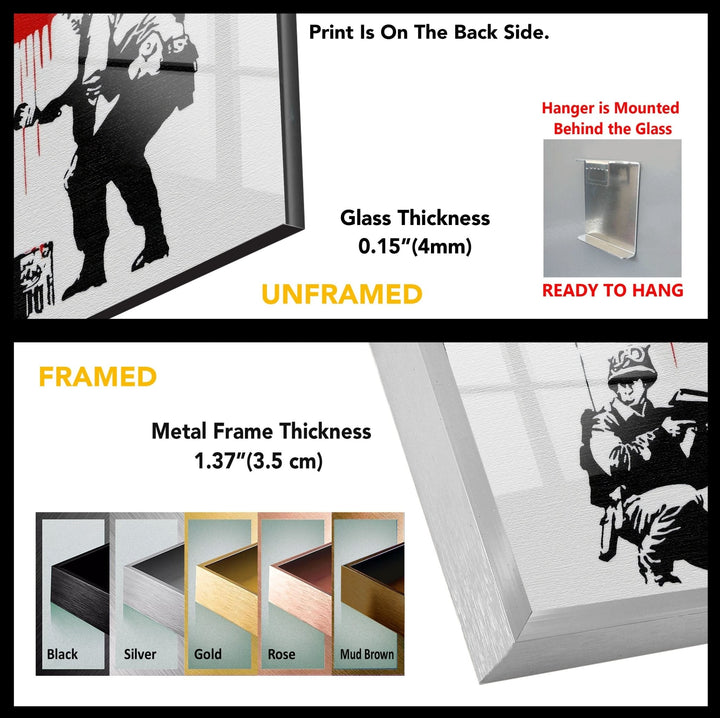 Banksy CND Soldiers Peace Tempered Glass Wall Art - MyPhotoStation