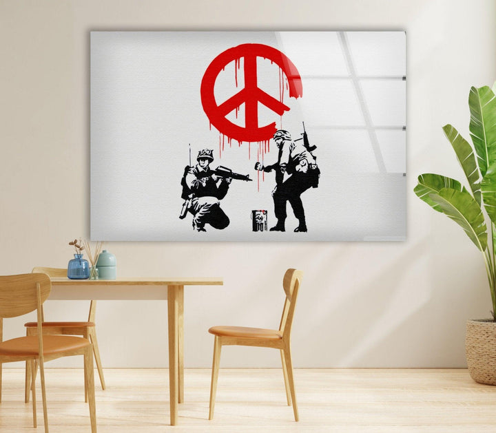 Banksy CND Soldiers Peace Tempered Glass Wall Art - 