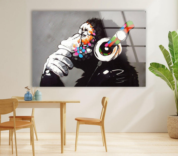 Banksy DJ Monkey Gorilla Thinking Wall Art - Browse Banksy art prints and discover a range of stunning designs to elevate your walls. With Banksy prints for sale in various sizes, including large Banksy wall art, you can find the perfect piece to complement your home's style. Buy Banksy art today.