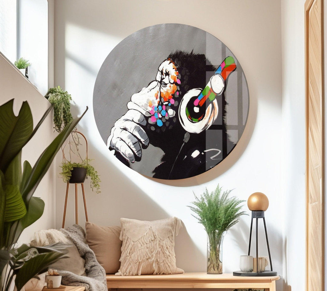 Banksy DJ Monkey Gorilla Thinking Tempered Glass Wall Art - MyPhotoStation - Banksy DJ Monkey Gorilla Thinking Tempered Glass Wall Art - Artdesigna Glass Printing Wall Arts - Banksy Prints - Transform your home with Banksy wall art, available in various sizes and designs. Shop our collection of Banksy paintings for sale, including original art and prints. Buy Banksy art and enjoy the vibrant, thought-provoking imagery that defines his work.