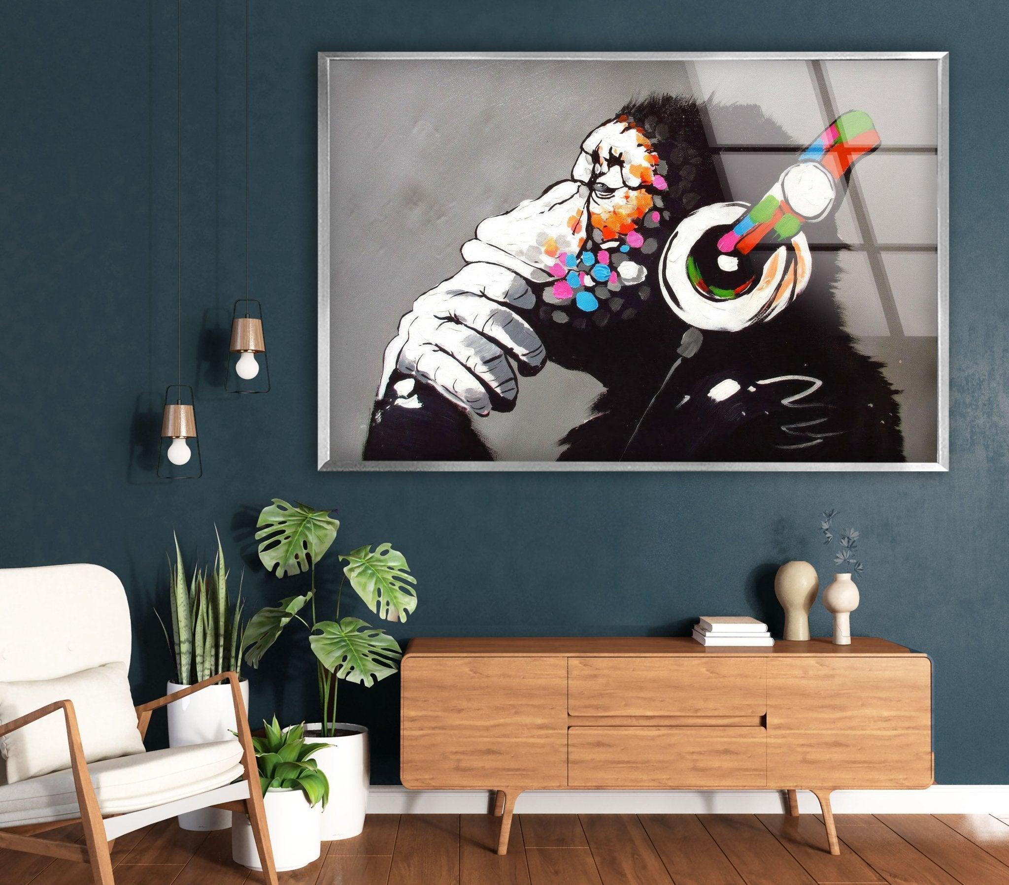 banksy 最初期作品「gorilla」プリントキャンバス Bansky Gorilla Mask – Blue Surf Art