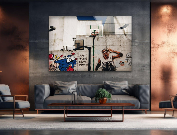 Banksy Graffiti Tempered Glass Wall Art - MyPhotoStation. Banksy paintings for sale. Artdesigna Glass Wall Arts