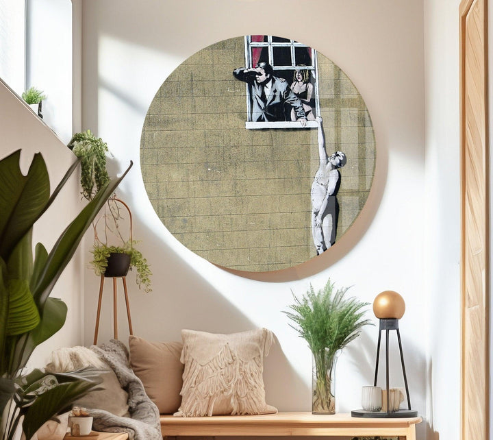 Banksy Well Hung Lover Tempered Glass Wall Art - Buy Banksy art and enhance your space with striking, modern designs. Our Banksy prints for sale include a variety of options, from large wall art to smaller prints. Find Banksy artwork for sale that fits your style and makes a statement in any room.