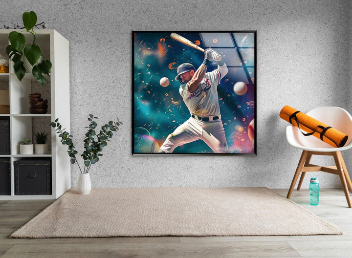 Baseballspieler-Wandkunst aus Glas