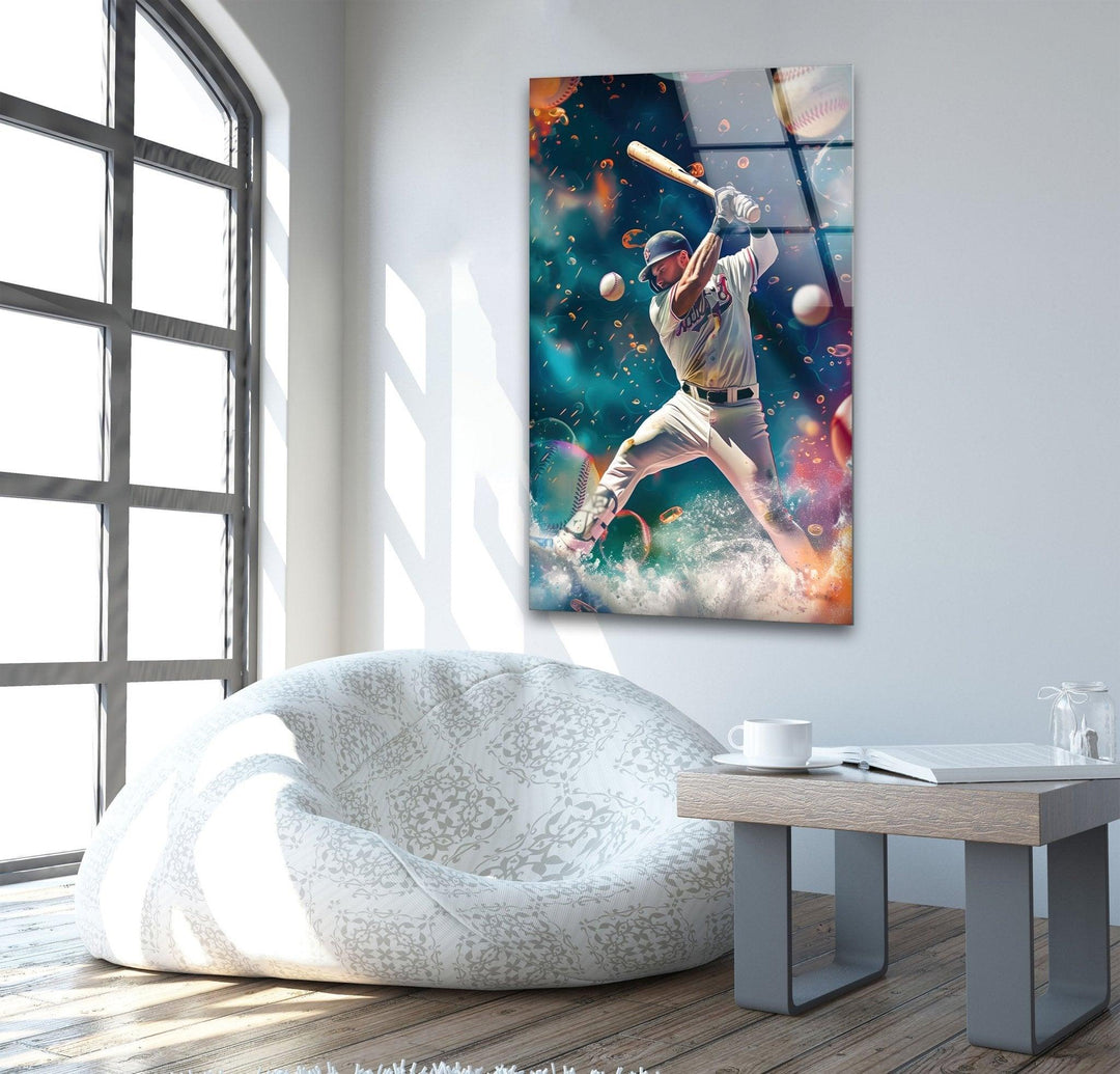 Baseballspieler-Wandkunst aus Glas