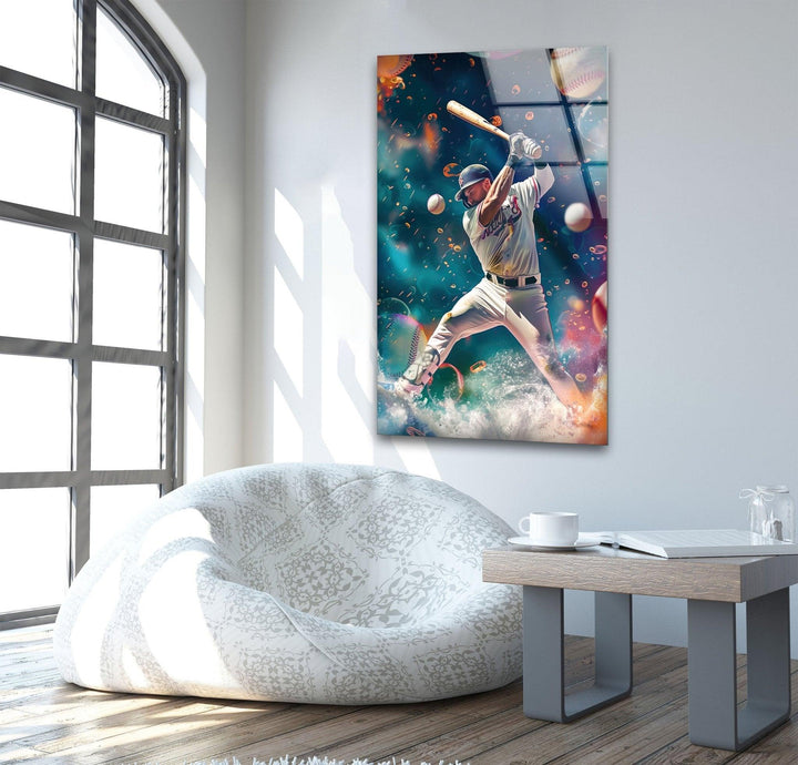 Baseballspieler-Wandkunst aus Glas