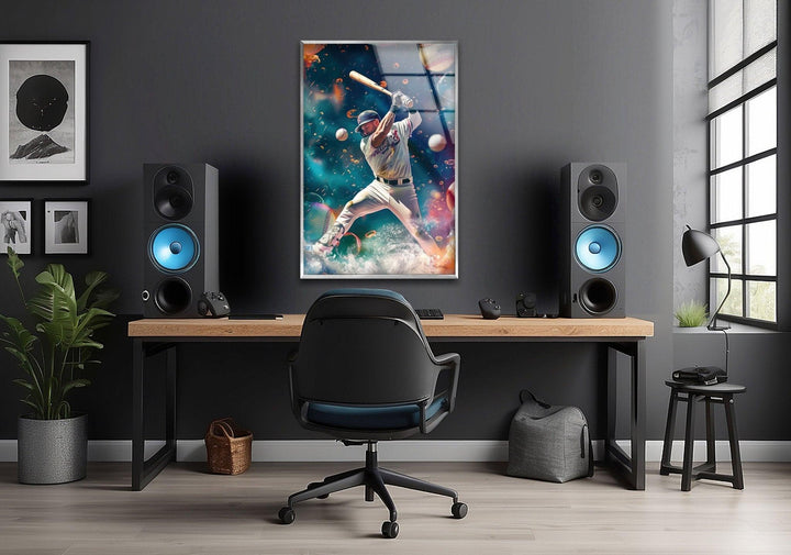 Baseballspieler-Wandkunst aus Glas