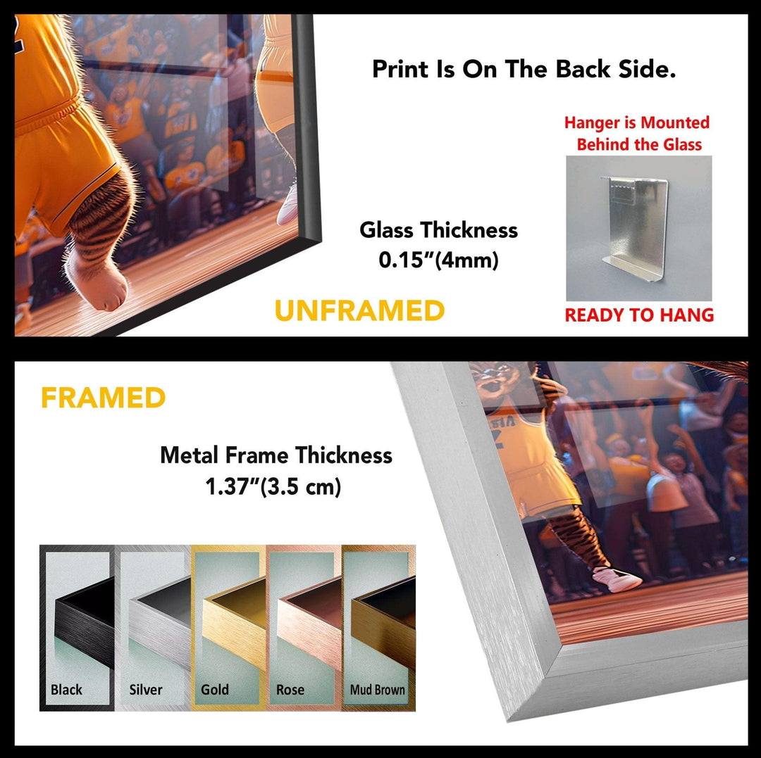 Basketballspieler Katze Glas Wandkunst