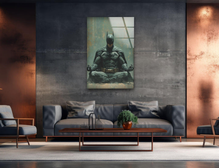 Yoga Master Batman Glass Wall Art, custom glass photo prints, large glass prints