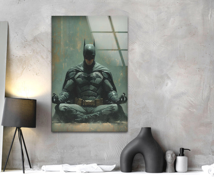 Yoga Master Batman Glass Wall Art, large glass photo prints, glass wall photos