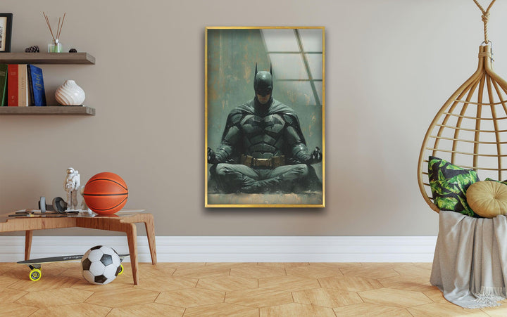 Yoga Master Batman Glass Wall Art, glass pictures for Wall, glass prints wall art