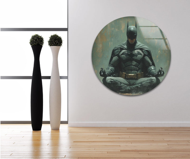 Yoga Master Batman Glass Wall Art, custom glass pictures, glass art prints