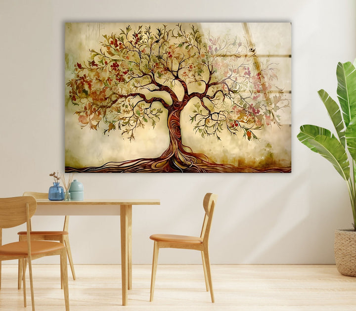 Beautiful Beige Tree Glass Wall Art glass wall decor, glass wall art decor
