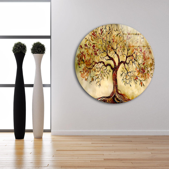 Beautiful Beige Tree Glass Wall Art glass image printing, glass prints from photos
