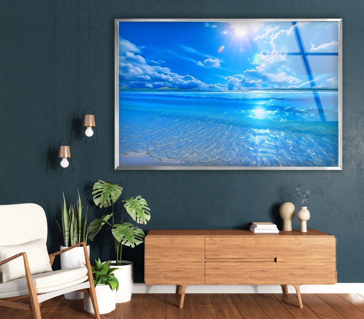 Tropical Ocean Glass Wall Art – A Breathtaking Seascape for Coastal Decor
