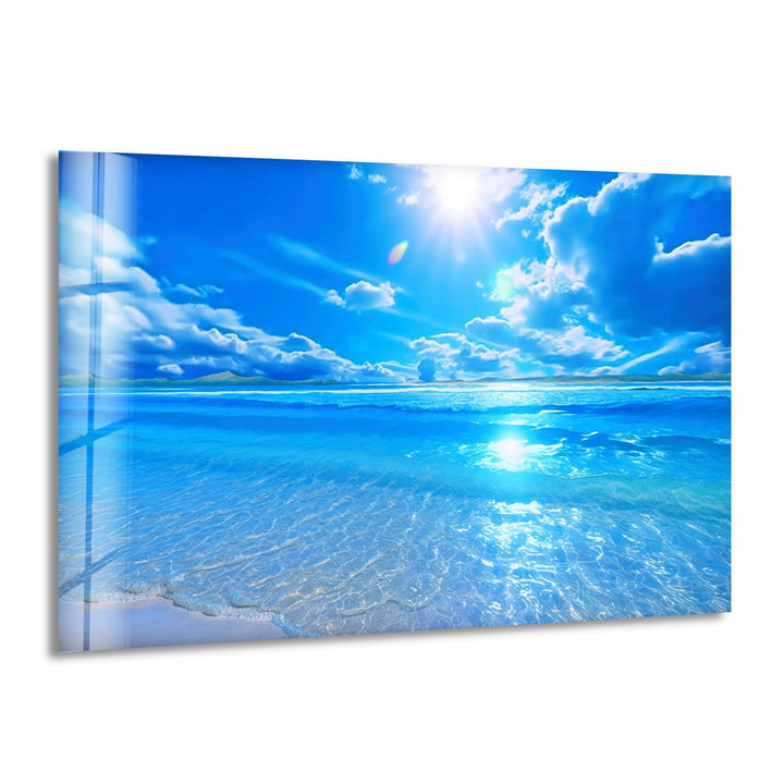 Tropical Ocean Glass Wall Art – A Breathtaking Seascape for Coastal Decor
