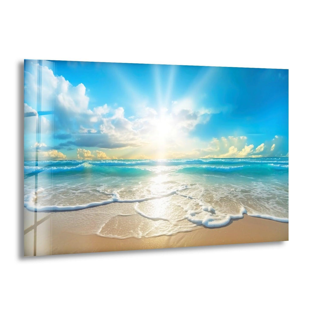 Beautiful Sunset & Ocean Glass Wall Art print picture on glass, Tempered Glass Wall Art
