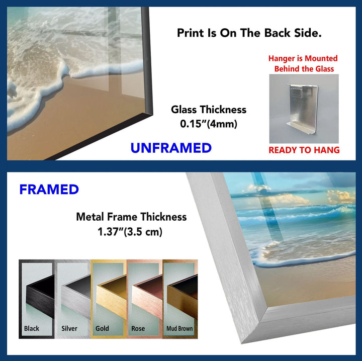 Beautiful Sunset & Ocean Glass Wall Art