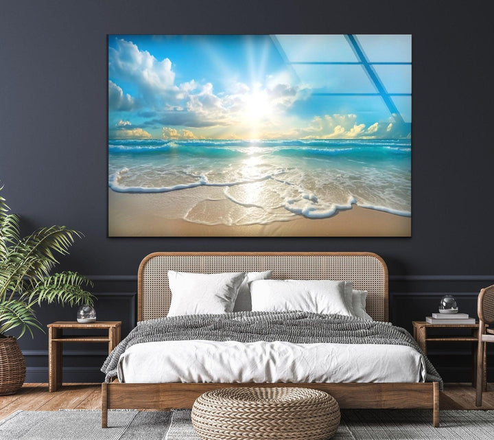 Beautiful Sunset & Ocean Glass Wall Art art glass wall art, glass wall art pictures
