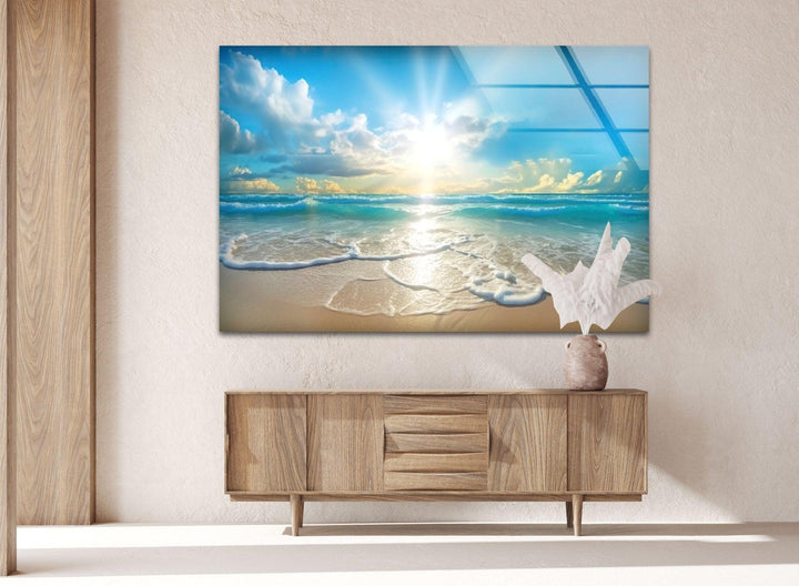 Beautiful Sunset & Ocean Glass Wall Art glass photo prints, glass picture prints
