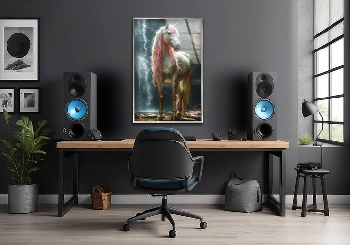 Beautiful Unicorn Glass Wall Art, glass art painting, glass art for the Wall