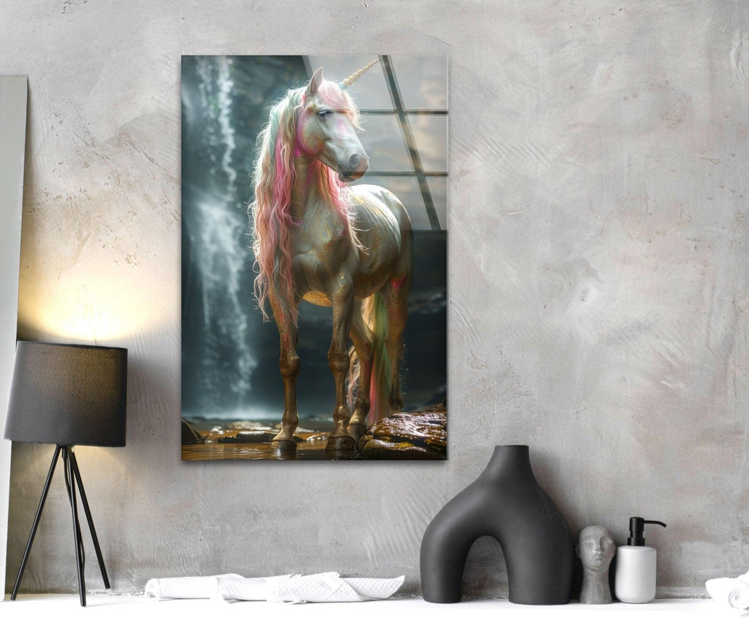 Beautiful Unicorn Glass Wall Art, Glass Printing Wall Art, Print photos on glass
