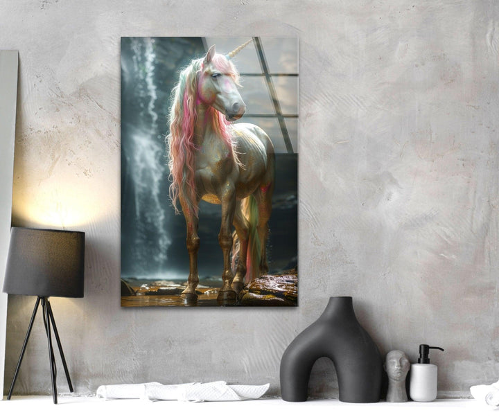 Beautiful Unicorn Glass Wall Art, Glass Printing Wall Art, Print photos on glass