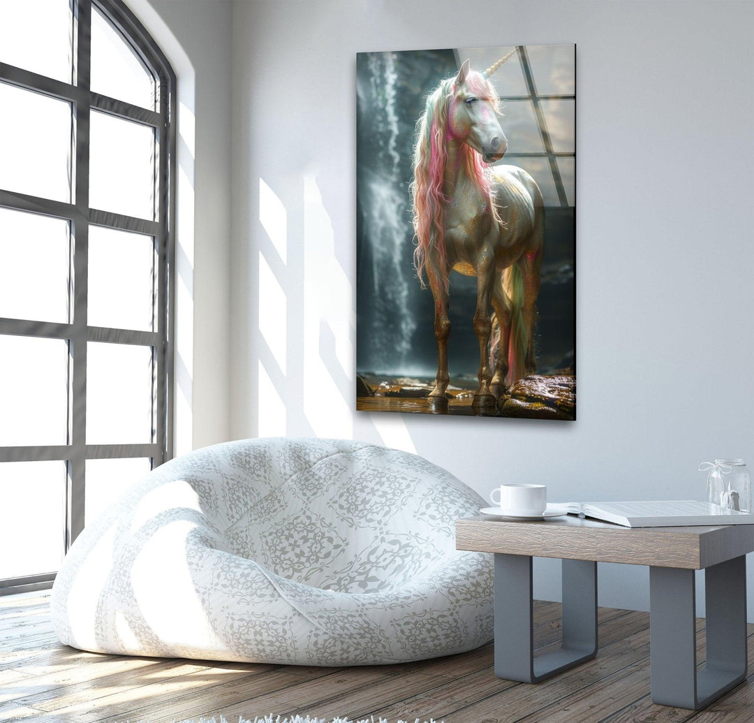 Beautiful Unicorn Glass Wall Art, photo print on glass, prints on glass wall art