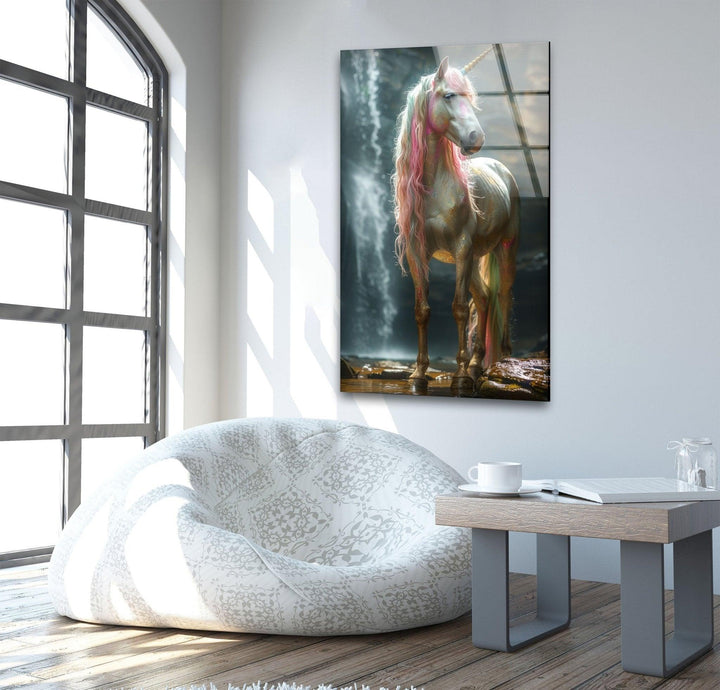 Beautiful Unicorn Glass Wall Art, photo print on glass, prints on glass wall art