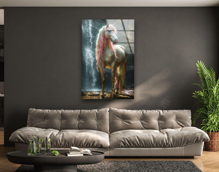Beautiful Unicorn Glass Wall Art, custom glass photo prints, large glass prints