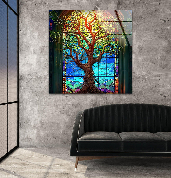 Beautiful Yellow Life of Tree Glass Wall Art art glass wall art, glass wall art pictures
