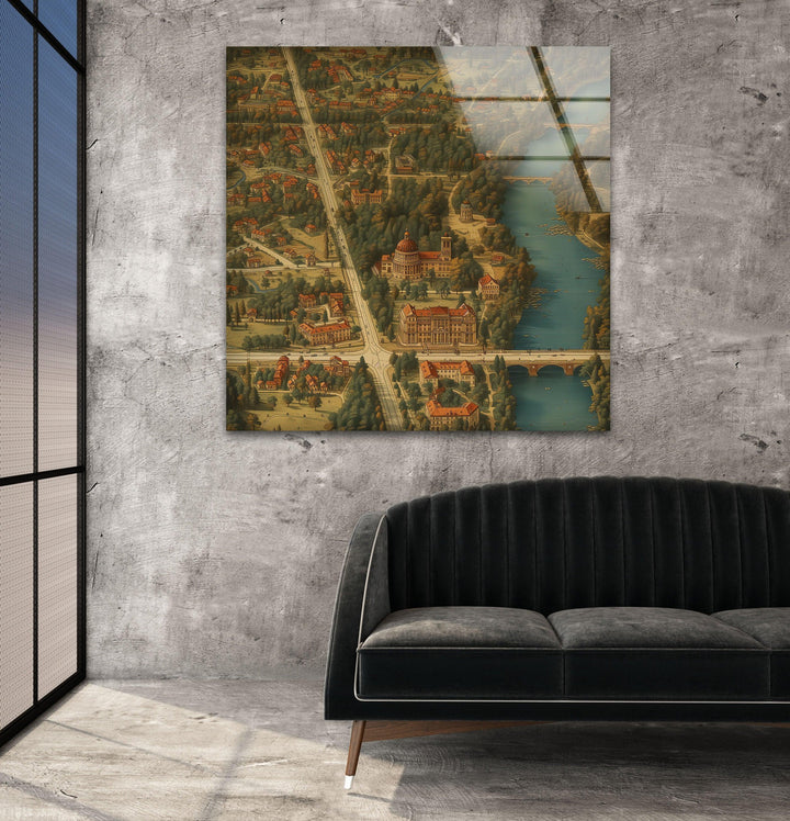 Berolinum Berlin Map Glass Wall Art glass art painting, glass art for the Wall
