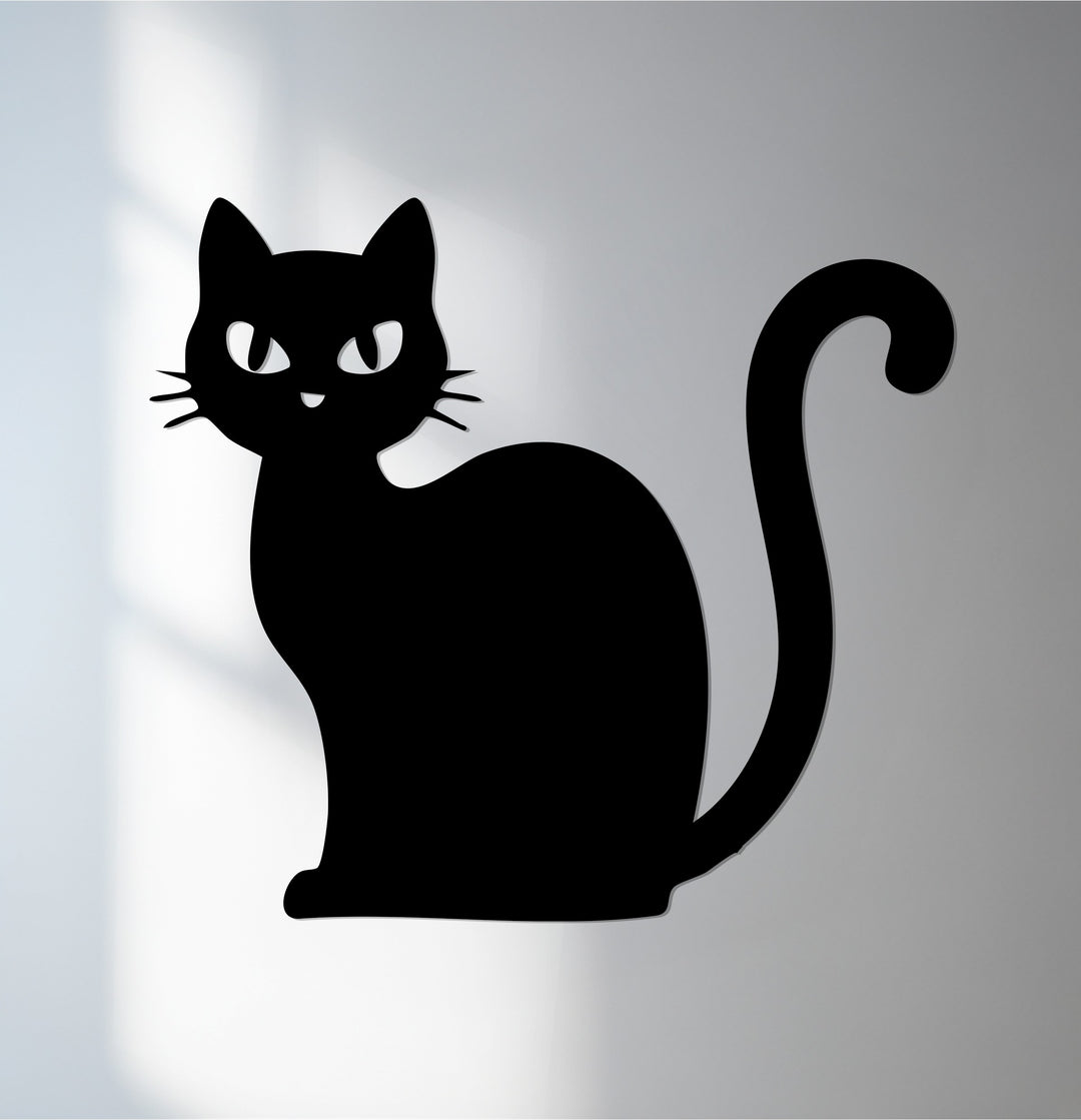 Black cat metal wall art for spooky Halloween décor