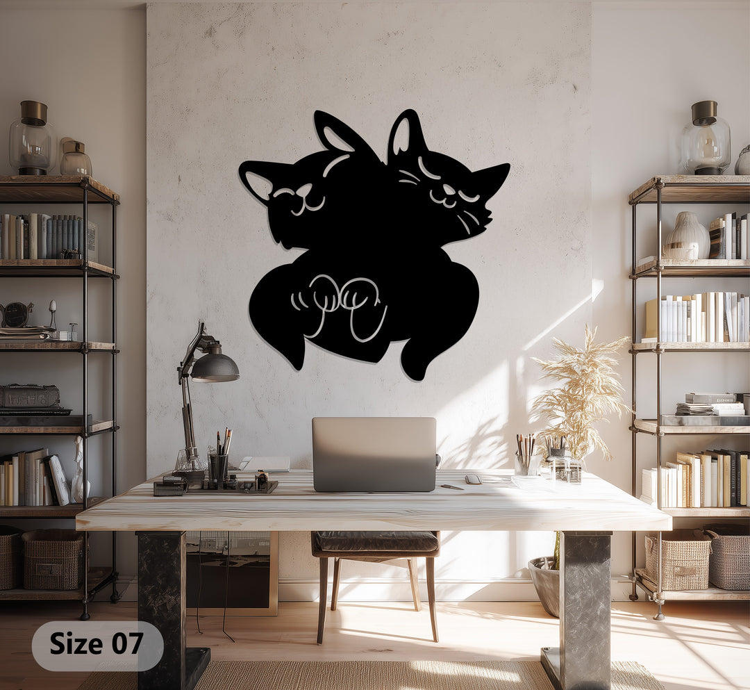 Cute cats silhouette metal wall art for Halloween theme